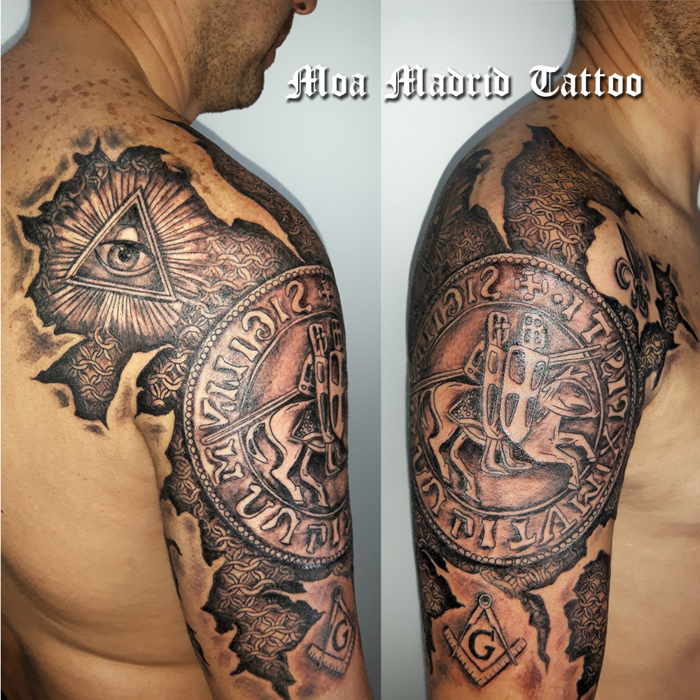 Tatuaje de los Caballeros Templarios diseño exclusivo en Madrid