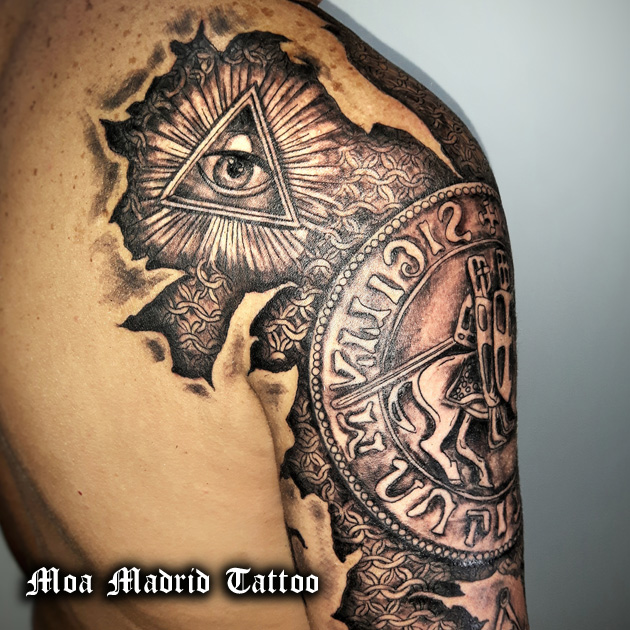 Tatuaje de los Caballeros Templarios diseño exclusivo en Madrid