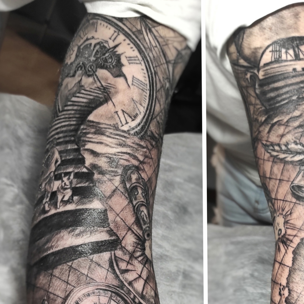 Brazo entero tatuador en realismo en Madrid