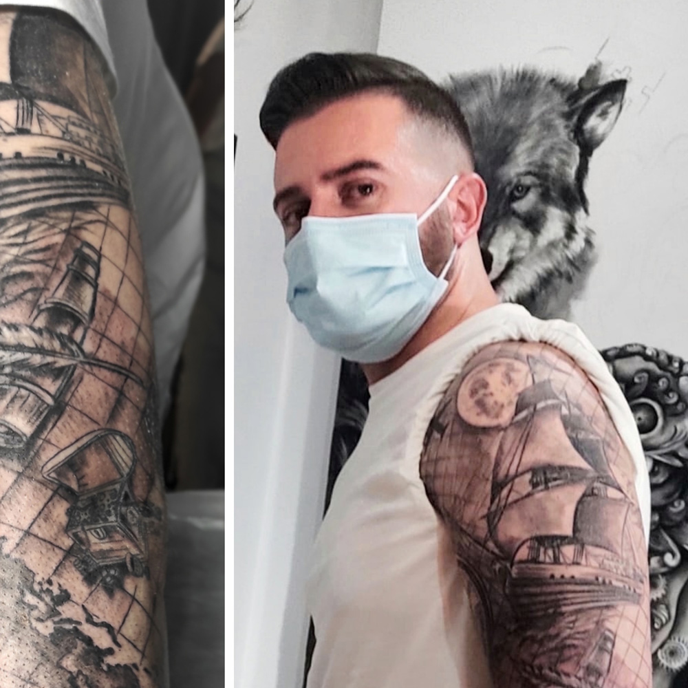 Brazo entero tatuador en realismo en Madrid