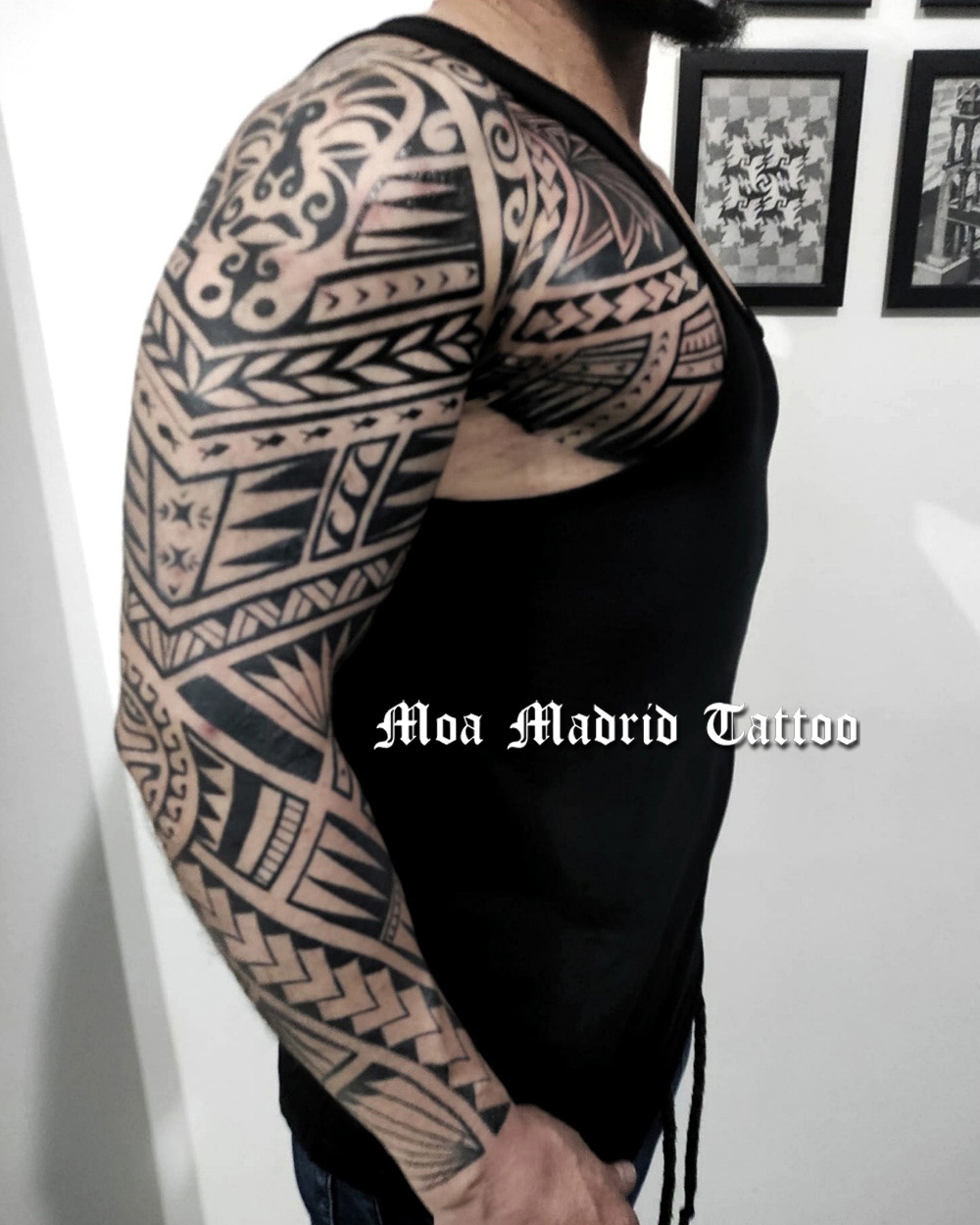 Tatuaje samoano de brazo entero y pecho con precio cerrado