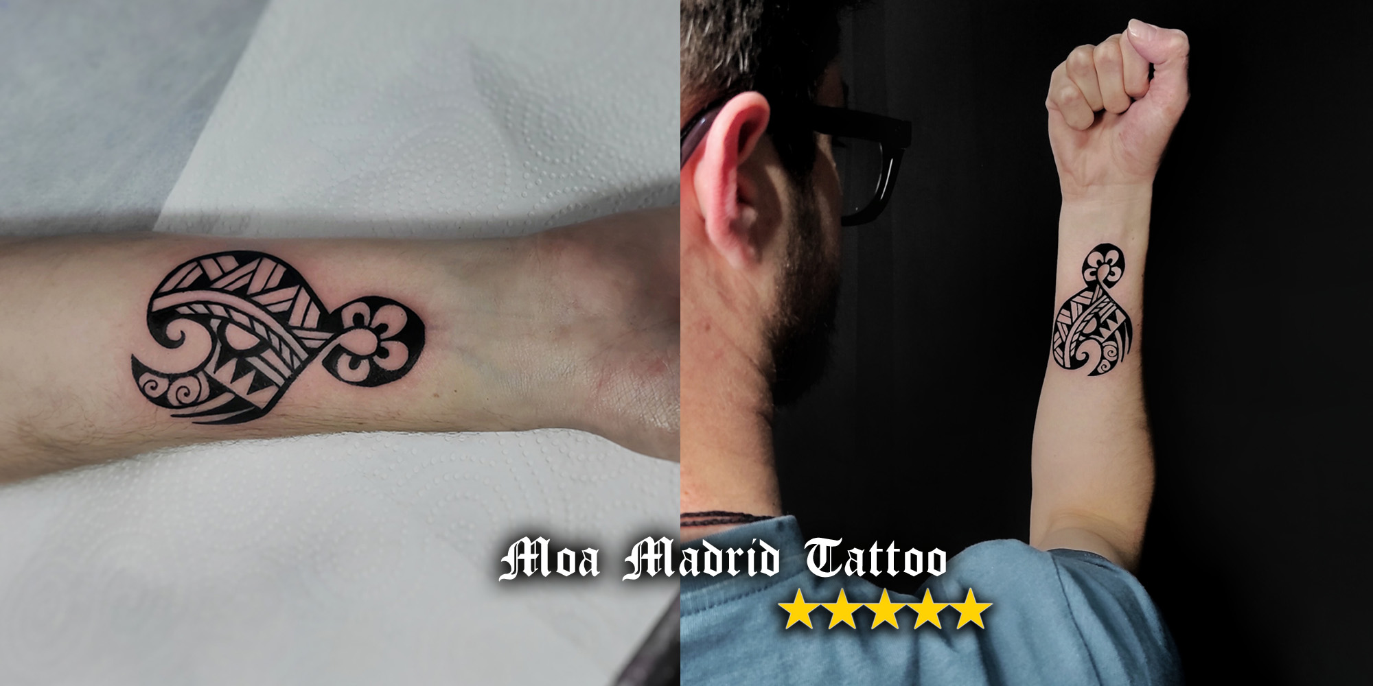 Tatuaje con nudo y anzuelo maorí con Reseña ★★★★★ en Google