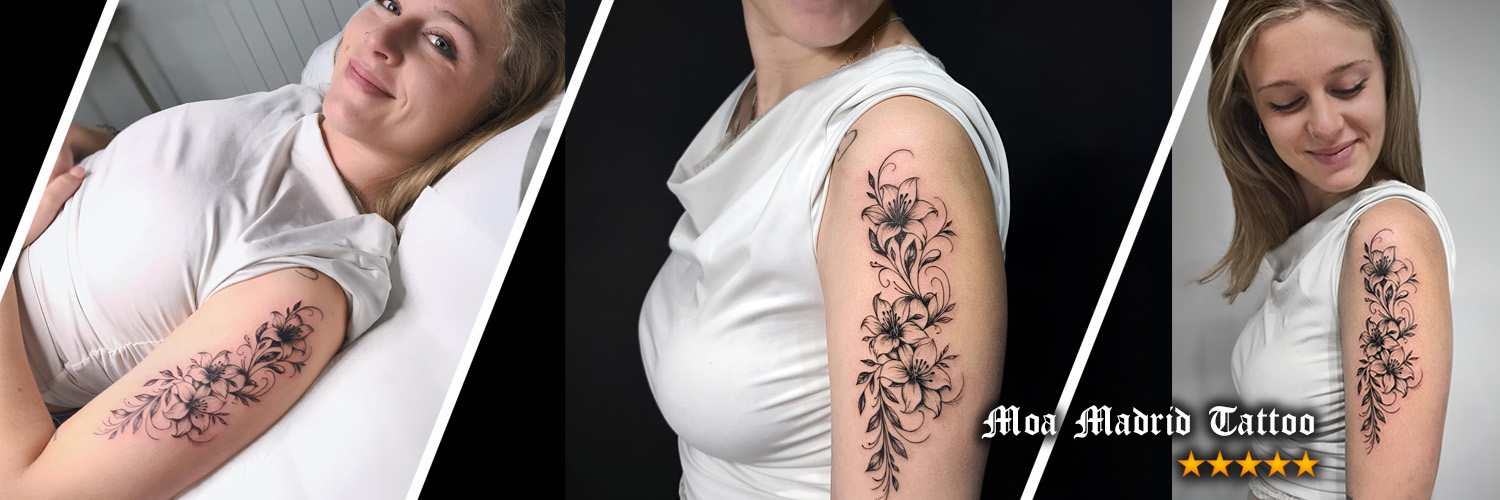 Novedades Moa Madrid Tattoo - Tatuaje de lirios en brazo de mujer